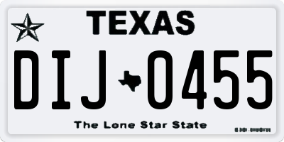 TX license plate DIJ0455