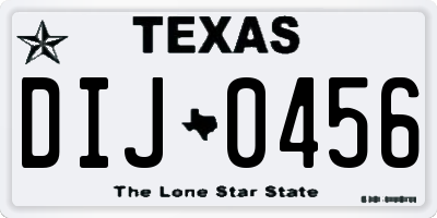 TX license plate DIJ0456