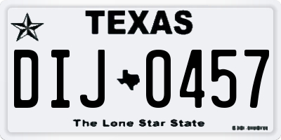 TX license plate DIJ0457