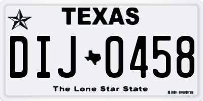 TX license plate DIJ0458