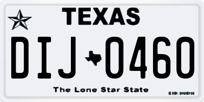 TX license plate DIJ0460