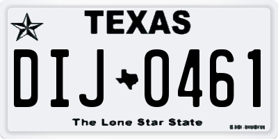 TX license plate DIJ0461