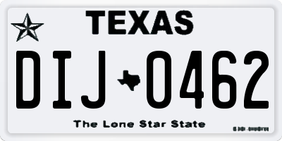 TX license plate DIJ0462