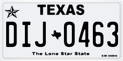 TX license plate DIJ0463
