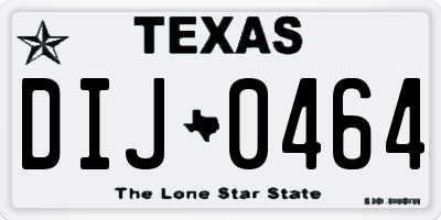 TX license plate DIJ0464