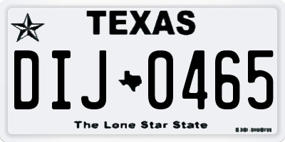 TX license plate DIJ0465