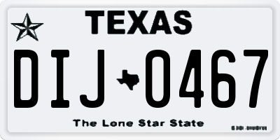 TX license plate DIJ0467