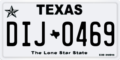 TX license plate DIJ0469
