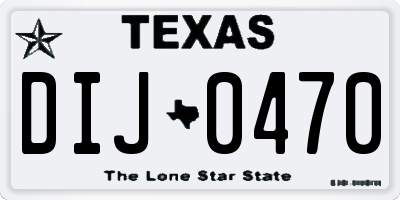 TX license plate DIJ0470