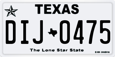 TX license plate DIJ0475