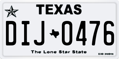TX license plate DIJ0476