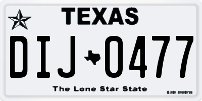 TX license plate DIJ0477