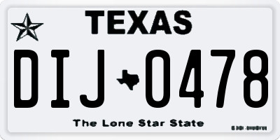 TX license plate DIJ0478