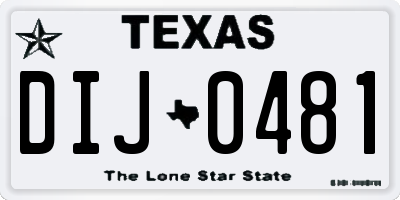 TX license plate DIJ0481