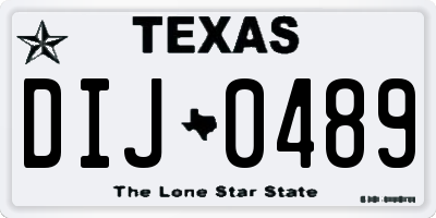TX license plate DIJ0489