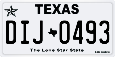 TX license plate DIJ0493