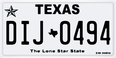 TX license plate DIJ0494
