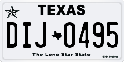 TX license plate DIJ0495