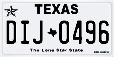 TX license plate DIJ0496