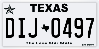 TX license plate DIJ0497