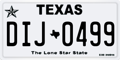 TX license plate DIJ0499