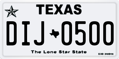 TX license plate DIJ0500