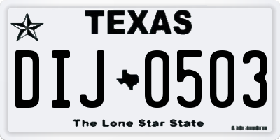 TX license plate DIJ0503