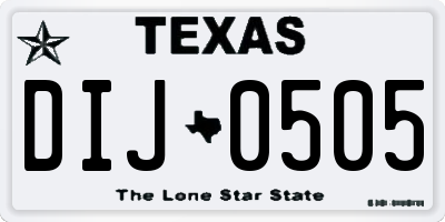 TX license plate DIJ0505