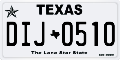 TX license plate DIJ0510