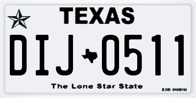 TX license plate DIJ0511