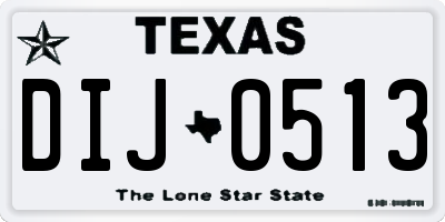 TX license plate DIJ0513