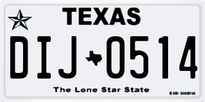 TX license plate DIJ0514