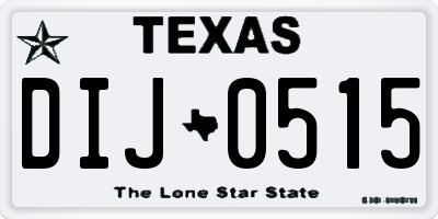 TX license plate DIJ0515
