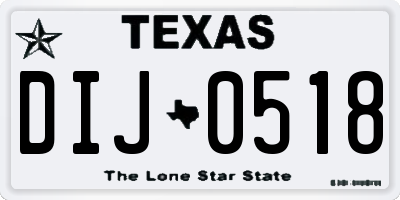 TX license plate DIJ0518