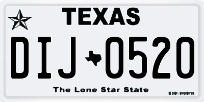 TX license plate DIJ0520