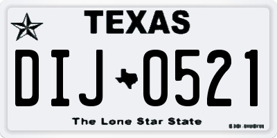 TX license plate DIJ0521