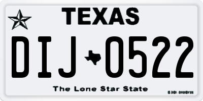 TX license plate DIJ0522