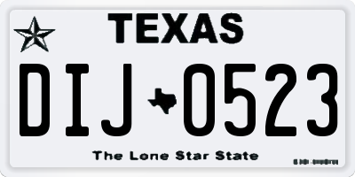 TX license plate DIJ0523