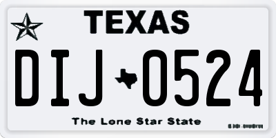 TX license plate DIJ0524