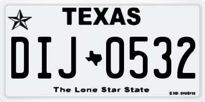 TX license plate DIJ0532