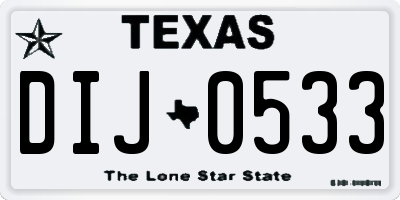 TX license plate DIJ0533