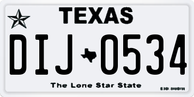 TX license plate DIJ0534