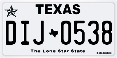 TX license plate DIJ0538