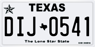 TX license plate DIJ0541