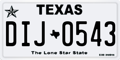 TX license plate DIJ0543