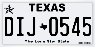 TX license plate DIJ0545