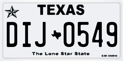 TX license plate DIJ0549