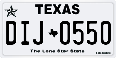 TX license plate DIJ0550