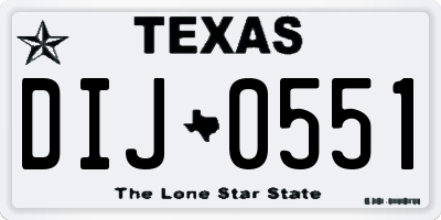 TX license plate DIJ0551