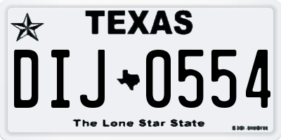 TX license plate DIJ0554